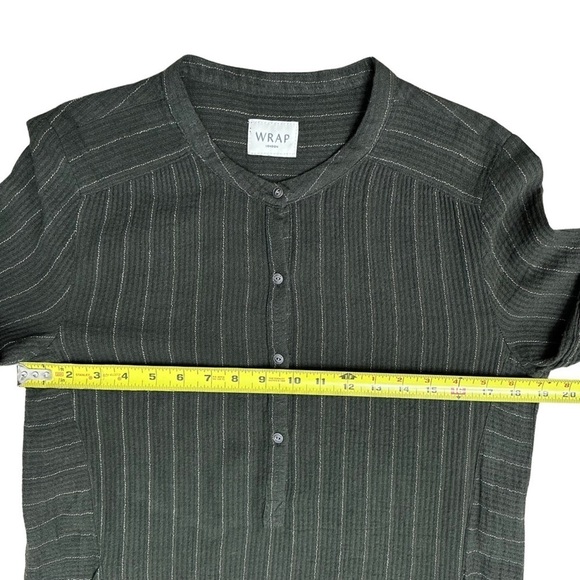 Wrap London Tunic Dress With Pockets Dark Olive Green & Light Stripes Size 4 - Picture 11 of 11